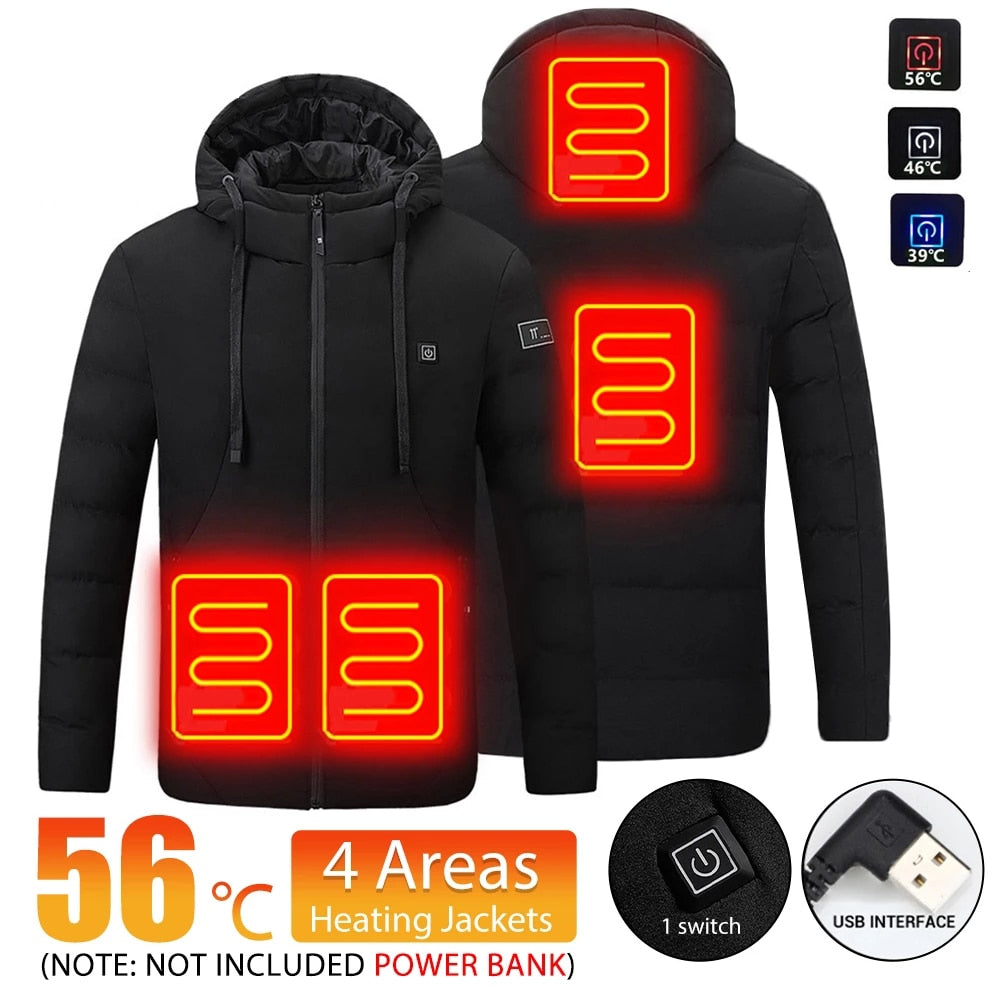 Unisex Heated Coat - Warm - Windproof - USB Insulation - With padded hood