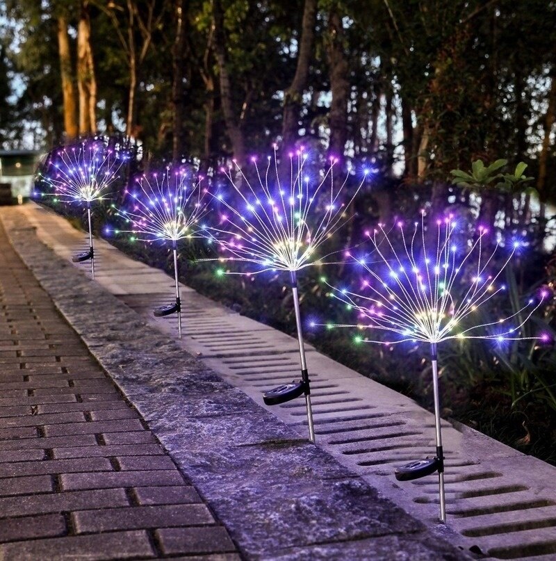 【Kostenloser Versand】 2Pc New Ground Plug Solar Fireworks Light LED