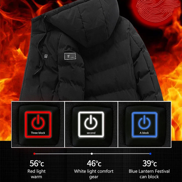 Unisex Heated Coat - Warm - Windproof - USB Insulation - With padded hood