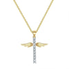 Vintage Angel Wings Cross Crystal Pendant
