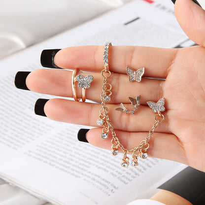 Mini Fashion Star Moon Butterfly Studs Earrings - Bettylis