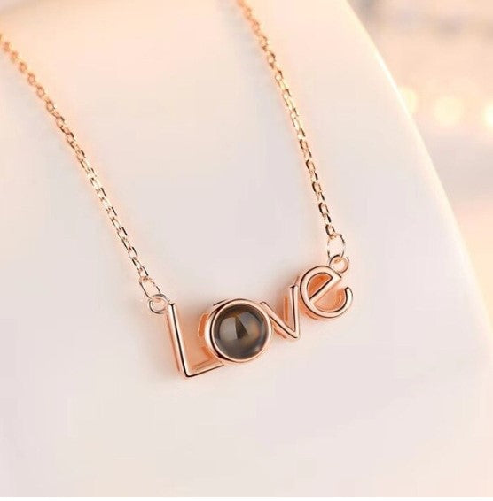 100 Languages I Love You Projection Necklace Collarbone Chain To Send Your Girlfriend